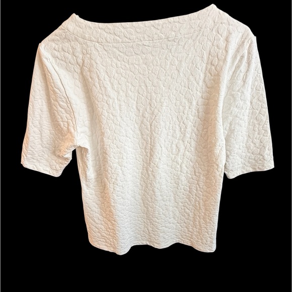 Doncaster NWOT Textured white stretch 
jersey, elbow length sleeves size LG - Picture 5 of 10